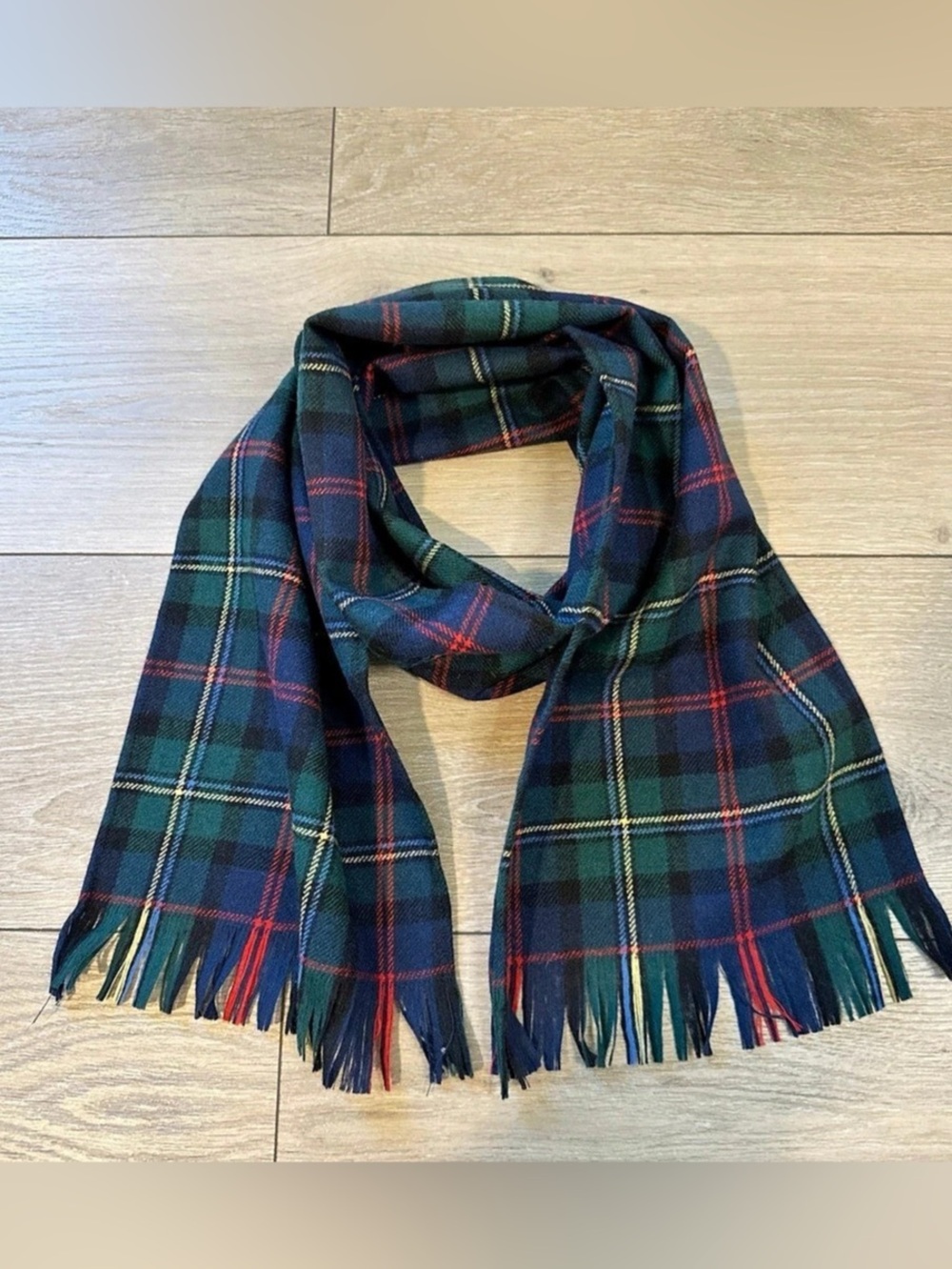 Vintage Pendleton Woolen Mills Tartan Plaid Pure Virgin Wool Scarf Made In USA